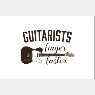 Guitarists Finger Faster Musician Funny Guitar Pun Posters and Art